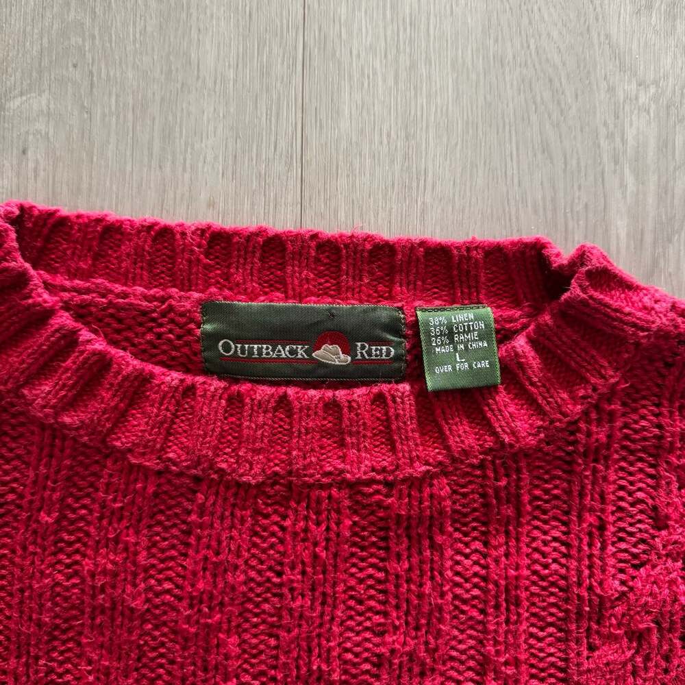 Outback Red Vintage Cable Knit Sweater Red Size L - Picture 3 of 10